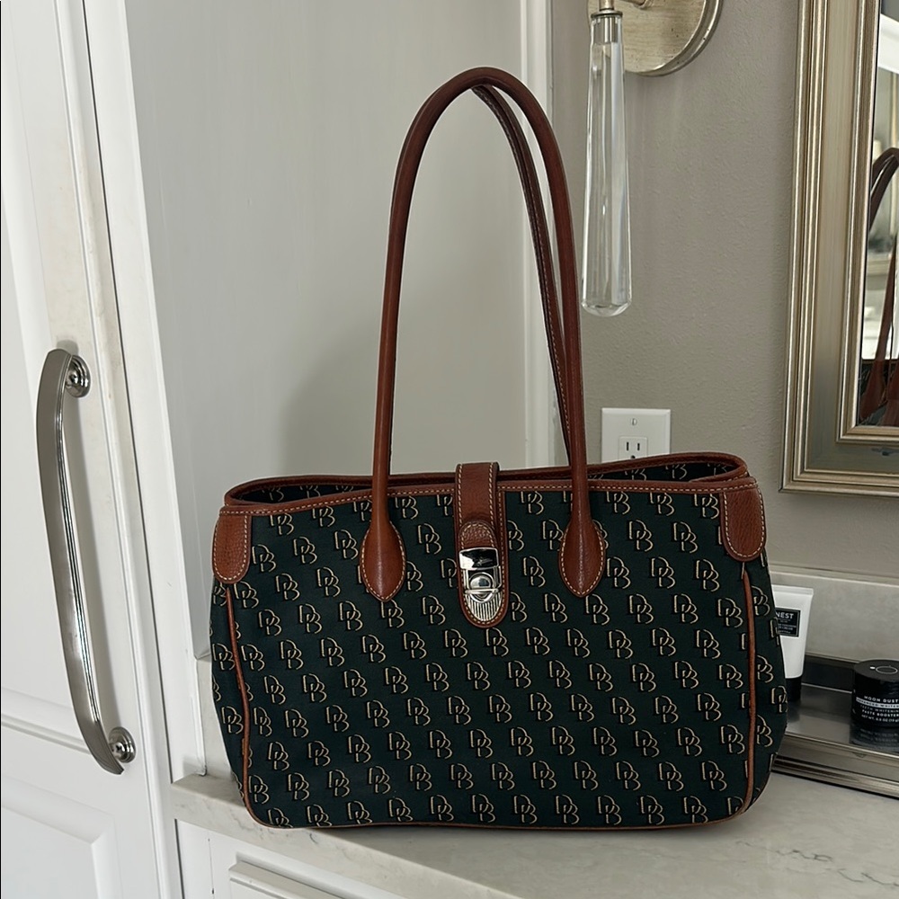 Dooney & Bourke Black and Brown Shoulder Bag